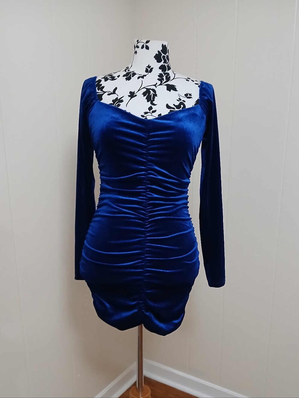 Ruched Velvet Mini Dress
